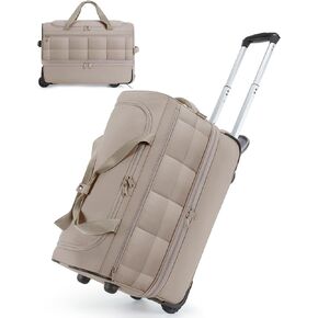 BAGSMART 40L Rolling Duffle Bag with Wheels and Handle, TSA Underseat Carry On Bags for Travel with Shoe Compartment, Pink
