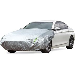Car Windshield Cover Half Car Cover Top with Reflective Straps for Ice and Snow for Most Car Silver Tone 69" x 43"