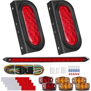 LIMICAR 6 Inch Oval Trailer Lights, Trailer Light Bracket with Light Bar and Wiring, 2PCS Waterproof Stop Brake Backup Reverse Lights for Boat RV Truck