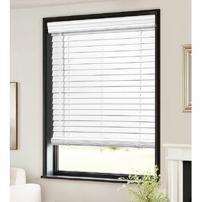 Lazblinds 2 بوصة من خشب اللاسلكس ، الستائر الخشبية ذات الستائر الملكية ، والغرفة المظلمة الستائر النوافذ الأفقية ، داخل الستائر الداخلية للنوافذ - تناسب النافذة 31 'W × 36' H - White