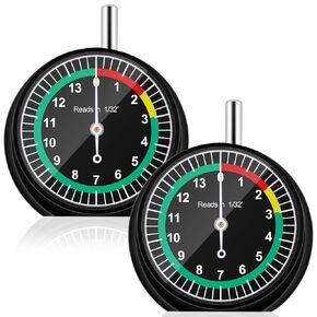 Tallew 2 Pack Tire Tread Depth Gauge in 32nds Dial Type Tire Depth Gauge with Color Coded Easy Reading Bulk Tire Tread Gauge Professional Tool for Motorcycle Car Truck Bus, Black