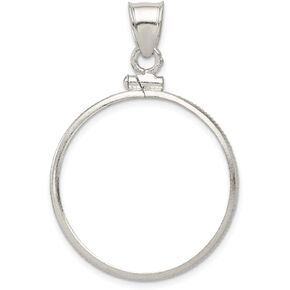 Sterling Silver 26.4 x 1.8mm Susan B. Anthony Plain Coin Bezel Pendant (0.07 x 1.02 Inches)