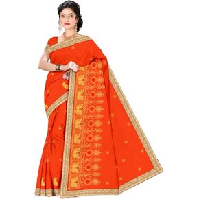 Women's Indian Silk Saree Embroidered Designer soft Fancy Saree With Unstitched Blouse Piece for Gift, Wedding, Festivals