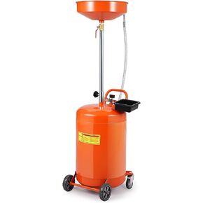 20 Gallon Waste Oil Drain Change Tank, Portable Oil Drain Container,Air Operated Fluid Drain Disposal Waste Oil Drain Change Tank with 15" Funnel Adjustable Height 38-65",with 360° Wheels & Toolbox