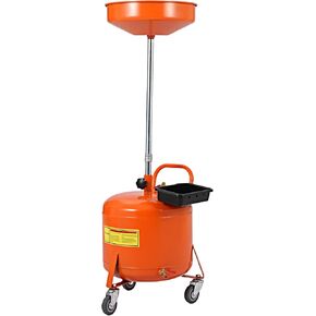 Waste Oil Drain Tank, 20 Gallon Portable Oil Drain Container, Air Operated Drainage Fluid Fuel Transfer Drainage with Adjustable Funnel Height, Waste Oil Change Tank with 360° Wheels & Toolbox