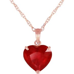 GALAXY GOLD GG 14K الصلبة الصلبة الصفراء الصفراء الذهب قلادة القلب على شكل 10 مم 4.3 CT Ruby Ruby