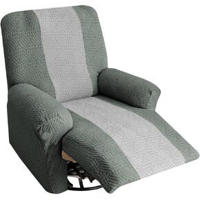 Lavish Cover Jacquard Recliner Chair Cover, Stretch Recliner Slipcover, Lazy Boy Recliner Sofa Protector, Furniture Cover for Pets and Scratches(Recliner,Blue+LightGrey)