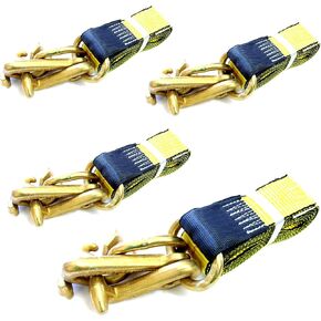 GRIPON (Pack of 4) 2 inch Auto Tie Down Strap with G70 RTJ Cluster Hook - 8 ft. Length