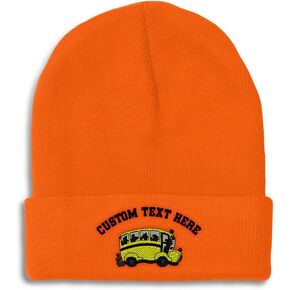 Beanies for Men School Bus C Embroidery Bus School Bus Winter Hats for Women Acrylic Skull Cap 1 Size