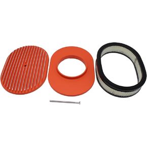 1 Set SHLPDFM Air Cleaner Polished Aluminum Orange 12"" Oval Full Finned Air Cleaner Assembly Fits for Chevy, Ford, & Mopar Hot Rod