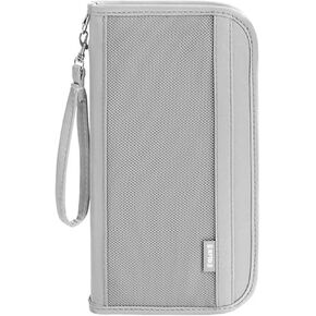 Passport Wallet,Multi-Function RFID Blocking Passport Holder, Document Organiser, Waterproof Family Travel Wallet Card Organiser for Men Women (Grey)