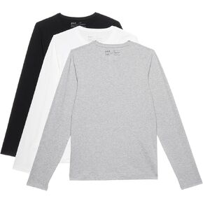 Pact Men's Cool Stretch Long Sleeve Crew Undershirt 3-Pack