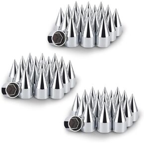 33mm x 4 1/4" Spike Lug Nut Covers,Push-On Nut Cover Caps Abs Plastic with Chrome Complete,Anti-Rust for Semi Trucks (40 Pack)