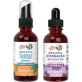 MaryRuth Organics Throat Spray (Unflavored) & Echinacea Purpurea Drops | USDA Organic, Clean Label Project Verified® | Vitamins for Throat Relief, Immunity & Overall Health | Vegan, Non-GMO