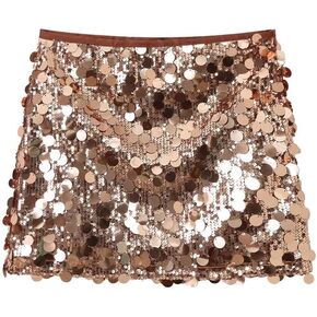 RanRui Sequin Mini Skirt for Women - High Waist, Satin