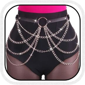 CLOACE Punk Waist Chain Belt Leather Layered Heart Body Chains Gothic Body Accessories for Women