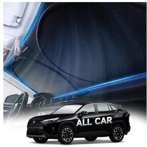 [2025 Upgrade] Doogoocoo Windshield Sun Shade, [100% Sun Block & Ice-Crystal Cooling] Protect Interior & Keep Car Cooler, Portable Foldable Car Sunshade Front Windshield (64x32 Inches)