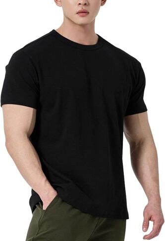 Men’s Solid T-Shirt – Slim Fit Crewneck, Muscle Fit Cotton Blend Tee, Casual Short Sleeve Undershirt for Everyday Use in Saudi Arabia