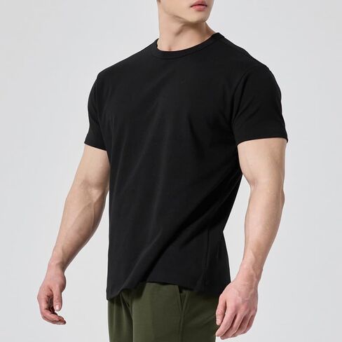 Men’s Solid T-Shirt – Slim Fit Crewneck, Muscle Fit Cotton Blend Tee, Casual Short Sleeve Undershirt for Everyday Use in Saudi Arabia