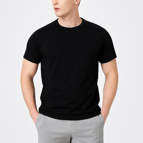 Men’s Solid T-Shirt – Slim Fit Crewneck, Muscle Fit Cotton Blend Tee, Casual Short Sleeve Undershirt for Everyday Use in Saudi Arabia