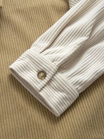 ZAFUL Men's Color Block Single Breasted Corduroy Coat Turn Down Collar Long Sleeve Jacket (4-Light Coffee, S) in Saudi Arabia
