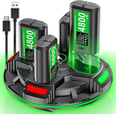 Rechargeable Xbox Controller Battery Pack with Charger, 4 x 5040mWh Xbox Battery Pack for Xbox One, Xbox One S|X, Xbox One Elite, Xbox Series S|X Controller, Rechargeable Batteries for Xbox Controller in Saudi Arabia