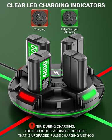Rechargeable Xbox Controller Battery Pack with Charger, 4 x 5040mWh Xbox Battery Pack for Xbox One, Xbox One S|X, Xbox One Elite, Xbox Series S|X Controller, Rechargeable Batteries for Xbox Controller in Saudi Arabia