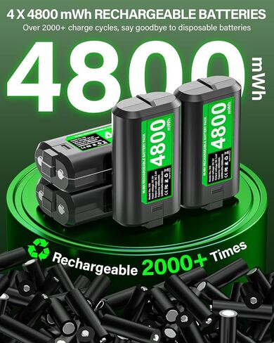 Rechargeable Xbox Controller Battery Pack with Charger, 4 x 5040mWh Xbox Battery Pack for Xbox One, Xbox One S|X, Xbox One Elite, Xbox Series S|X Controller, Rechargeable Batteries for Xbox Controller in Saudi Arabia