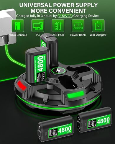 Rechargeable Xbox Controller Battery Pack with Charger, 4 x 5040mWh Xbox Battery Pack for Xbox One, Xbox One S|X, Xbox One Elite, Xbox Series S|X Controller, Rechargeable Batteries for Xbox Controller in Saudi Arabia