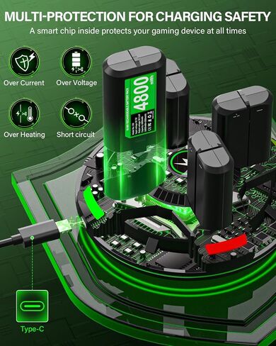 Rechargeable Xbox Controller Battery Pack with Charger, 4 x 5040mWh Xbox Battery Pack for Xbox One, Xbox One S|X, Xbox One Elite, Xbox Series S|X Controller, Rechargeable Batteries for Xbox Controller in Saudi Arabia