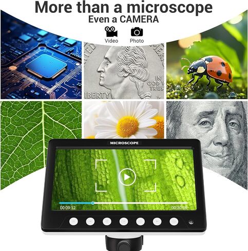Digital Microscope for Adults Kids - 7'' HD IPS Coin Microscope for Error Coins with Screen | 1200X Soldering Microscope with 8 LED Lights | 32GB SD Card USB Microscope for Windows/MacOS in Kuwait