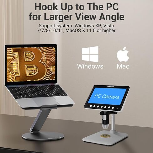 Digital Microscope for Adults Kids - 7'' HD IPS Coin Microscope for Error Coins with Screen | 1200X Soldering Microscope with 8 LED Lights | 32GB SD Card USB Microscope for Windows/MacOS in Kuwait