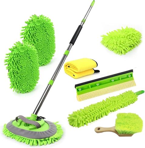 62 "مجموعات تنظيف فرشاة غسل السيارات مع مقبض طويل قابلة للطي غسيل السيارة فرشاة الزجاج الأمامي ممسحة مقطوعة غسل السيارة مجموعة لجميع السيارات in Kuwait