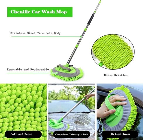 62 "مجموعات تنظيف فرشاة غسل السيارات مع مقبض طويل قابلة للطي غسيل السيارة فرشاة الزجاج الأمامي ممسحة مقطوعة غسل السيارة مجموعة لجميع السيارات in Kuwait