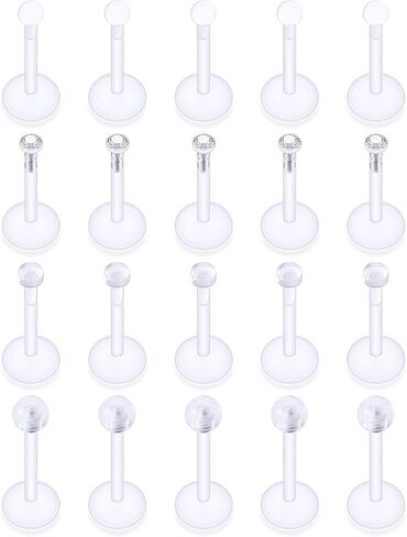 16G Clear Earrings for Sports Plastic Monroe Lip Nose Rings Studs Forward Helix Conch Tragus Cartilage Earrings Studs Medusa Labret Piercing Jewelry Retainer for Surgery Women 6MM 8MM 10MM in Saudi Arabia