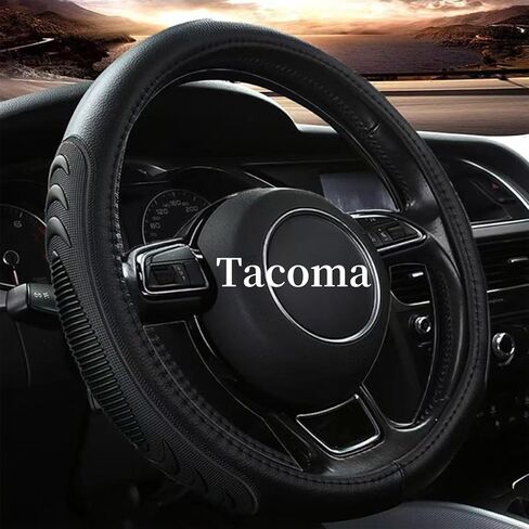 Leather Steering Wheel Cover for Toyota Tacoma 4Runner Tundra, 15.5-16 inches Car Steering Wheel Cover with Anti-Slip Massage Particle (Black) in Kuwait