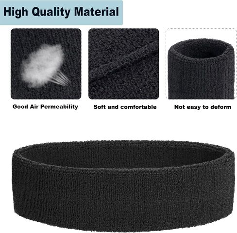 3 Pack Sweatbands Sports Headband for Men & Women - Moisture Wicking Athletic Cotton Terry Cloth Sweatband for Tennis, Basketball, Running, Gym, Working Out in Saudi Arabia