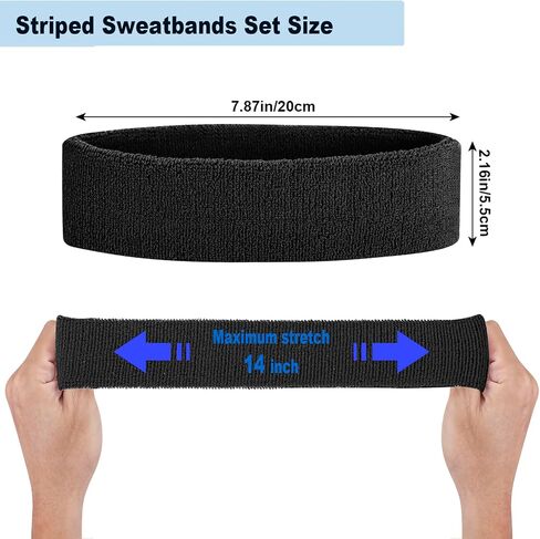 3 Pack Sweatbands Sports Headband for Men & Women - Moisture Wicking Athletic Cotton Terry Cloth Sweatband for Tennis, Basketball, Running, Gym, Working Out in Saudi Arabia