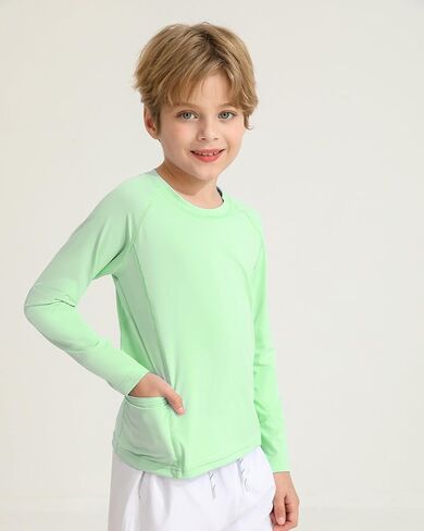 Boys Rash Guard Shirts UPF 50+ Long Sleeve Girls UV Sun Protection Athletic Rash Guard Rashguard Swim Shirt in Saudi Arabia