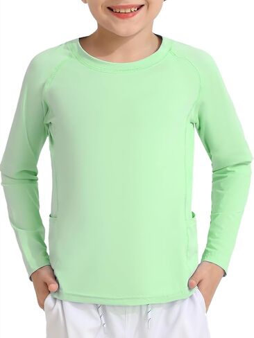 Boys Rash Guard Shirts UPF 50+ Long Sleeve Girls UV Sun Protection Athletic Rash Guard Rashguard Swim Shirt in Saudi Arabia