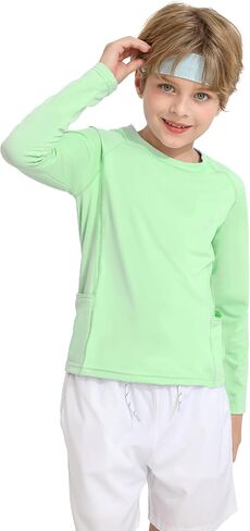 Boys Rash Guard Shirts UPF 50+ Long Sleeve Girls UV Sun Protection Athletic Rash Guard Rashguard Swim Shirt in Saudi Arabia