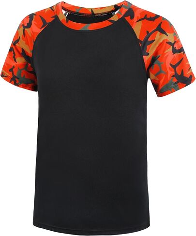 Roadbox Boy's UPF 50+ Rash Guard Swim Shirt, Short Sleeve Water Surf Fishing Sun Shirts, Kids Youth UV Protection Rashguard in Kuwait