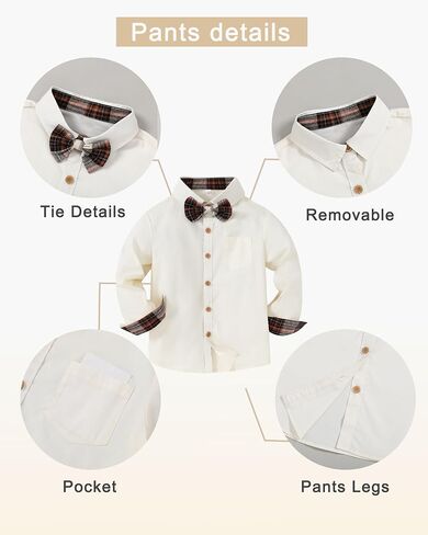 DISAUR Boy Formal Suits Wedding Outfit Long Sleeve Button Down Dress Shirt Bow Tie Suspender Pants Gentleman for 5-9 Years in Saudi Arabia