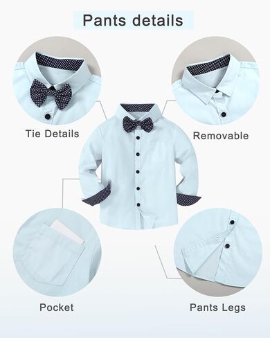 DISAUR Boy Formal Suits Wedding Outfit Long Sleeve Button Down Dress Shirt Bow Tie Suspender Pants Gentleman for 5-9 Years in Saudi Arabia
