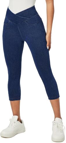 IUGA Capri Jeans for Women Pull On Jeggings for Women Tummy Control Jean Capris Pants Stretchy Denim Pants with Pockets in Saudi Arabia