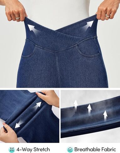 IUGA Capri Jeans for Women Pull On Jeggings for Women Tummy Control Jean Capris Pants Stretchy Denim Pants with Pockets in Saudi Arabia