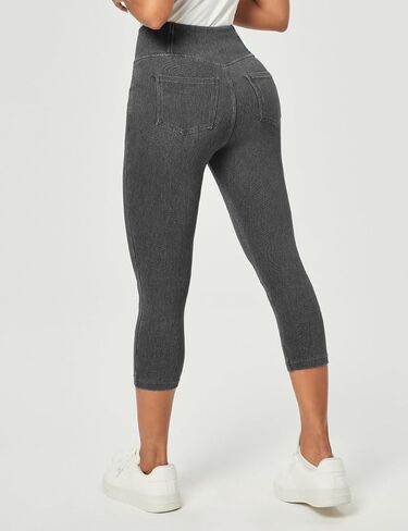 جينز Iuga Capri للنساء يسحبون على jeggings للنساء السيطرة على البطن جان كابريس سراويل الدنيم مسدود مع جيوب in Kuwait