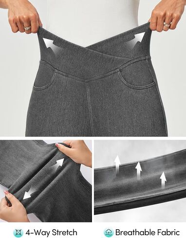 جينز Iuga Capri للنساء يسحبون على jeggings للنساء السيطرة على البطن جان كابريس سراويل الدنيم مسدود مع جيوب in Kuwait
