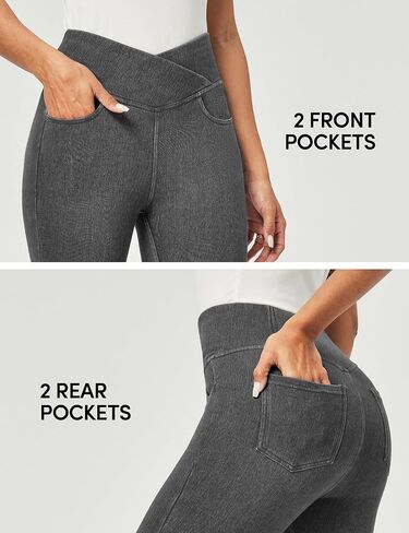 جينز Iuga Capri للنساء يسحبون على jeggings للنساء السيطرة على البطن جان كابريس سراويل الدنيم مسدود مع جيوب in Kuwait