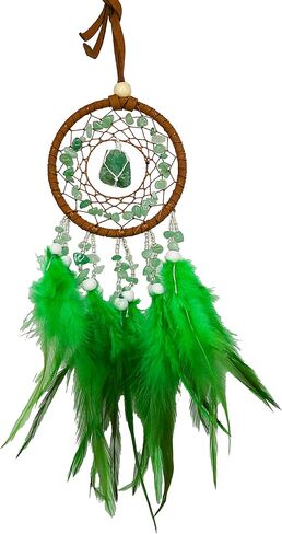 Green Dreamcatcher for Heart Chakra Healing. Uses Green Feathers and Green Aventurine Stones to Provide Protection and Nurturing Love in Bedrooms and Meditation Spaces - Dream Catchers with Color in Saudi Arabia